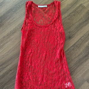 Maurices Red Lace Tank Top